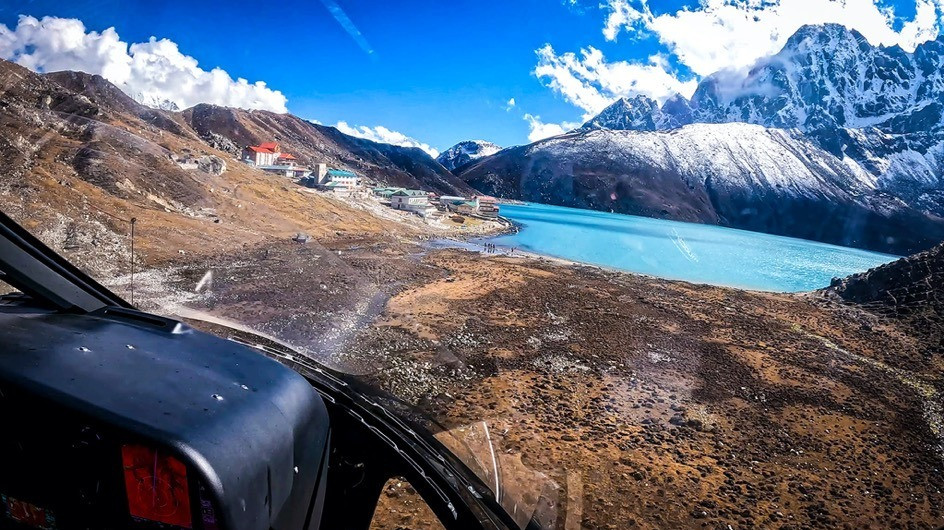 Helicopter Landing view in Gokyo Lake